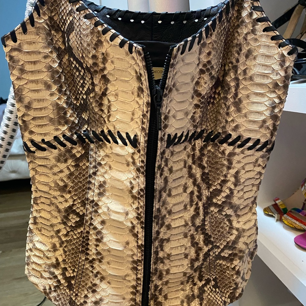 Plein Sud Python Tank, zip up, lined with leather and satin.